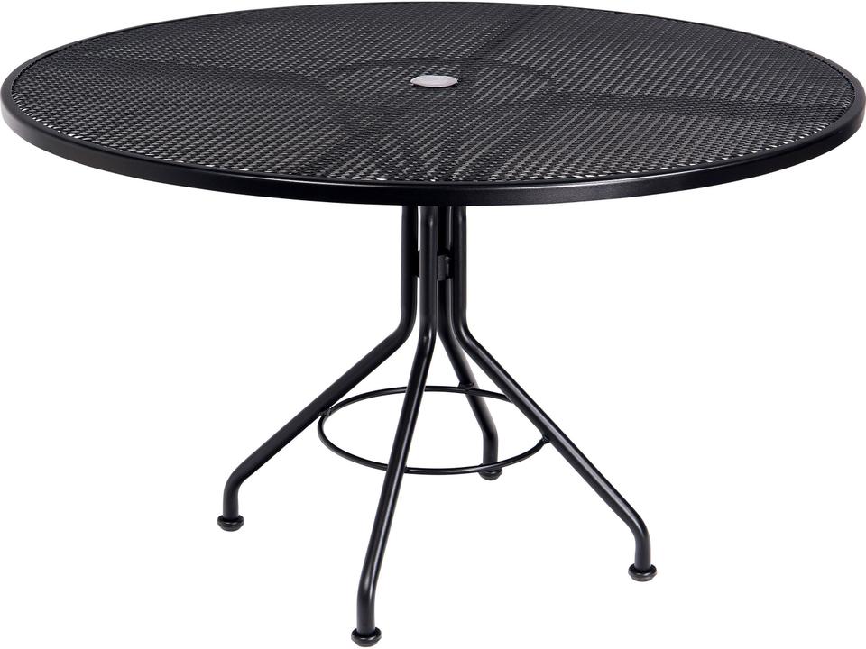 Cafe Series 48-Inch Round Mesh Top Outdoor Dining Table in Wrought Iron