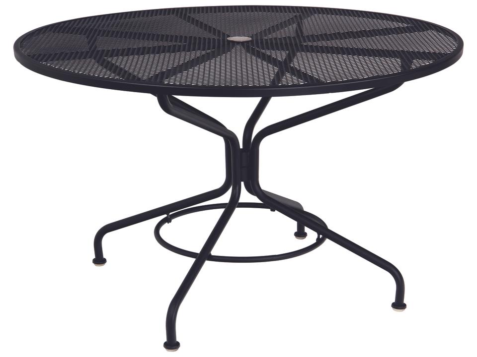 Cafe Series 48-Inch Round Outdoor Dining Table with Umbrella Hole in Textured Black