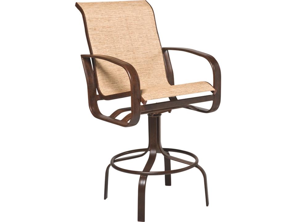 Cayman Isle Sling Swivel Bar Stool in Aluminum