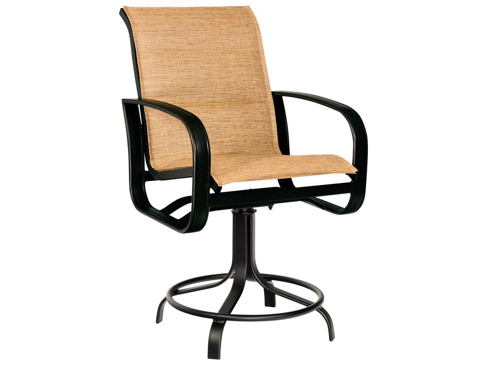 Cayman Isle Padded Sling Aluminum Swivel Counter Stool