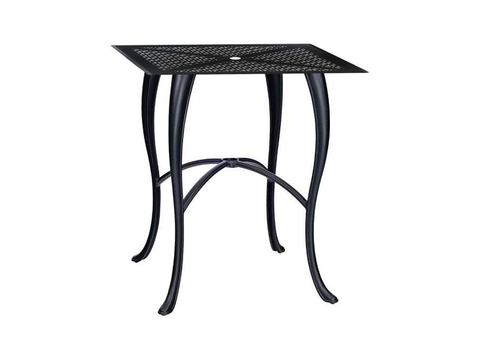 hampton outdoor patio table with umbrella hole Enlarged Metal Square Dining Crafted from sturdy Woodard Hampton Cast Aluminum Square