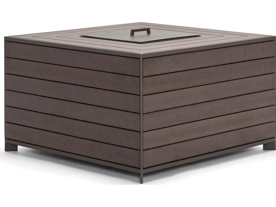 Essence NexTeak Square Chat Height Fire Table Bark