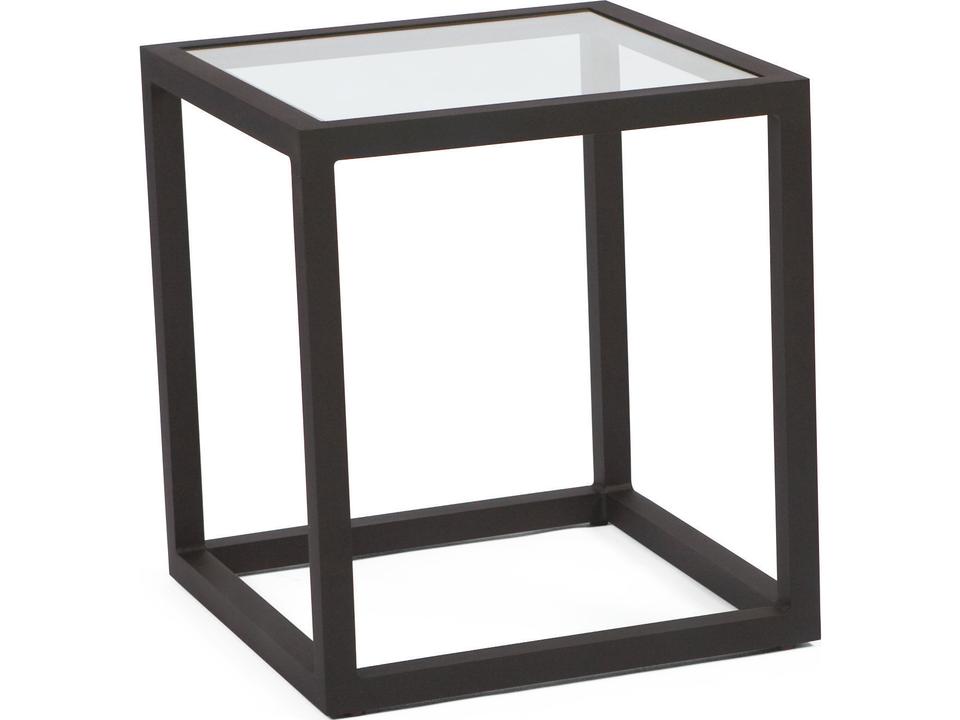Salona Aluminum Square End Table Glass Top Modern