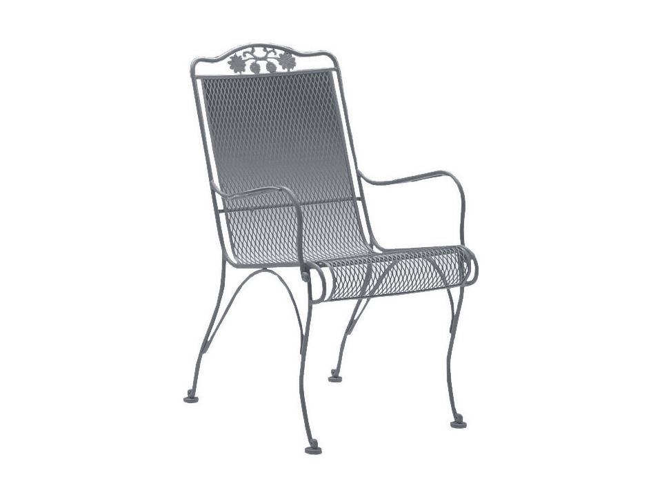 Briarwood Wrought Iron High Back Outdoor Dining Arm Chair