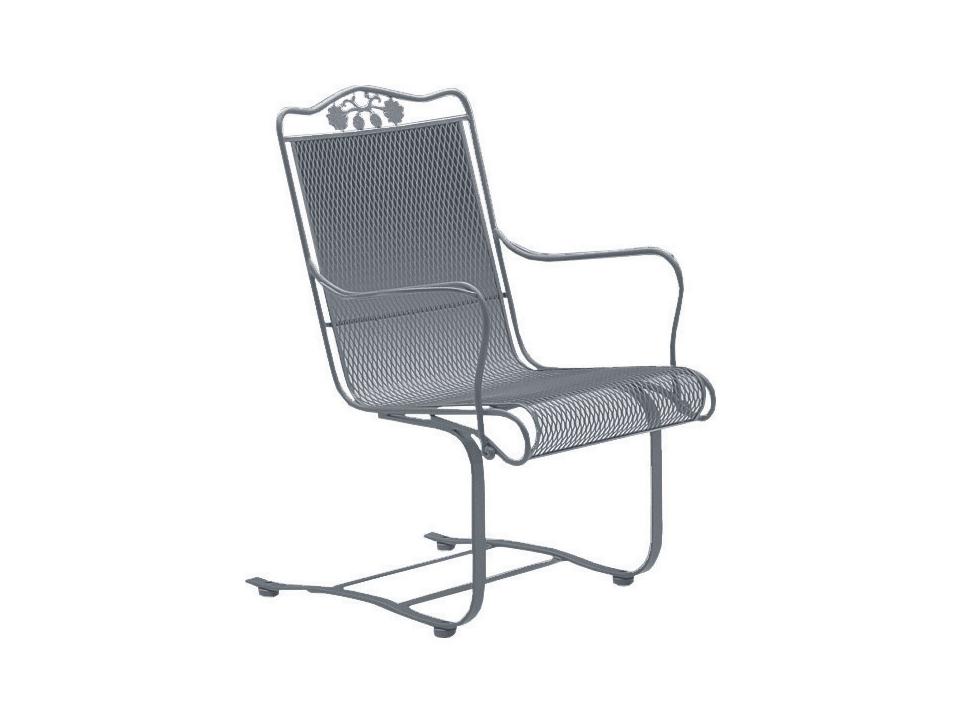 Briarwood Wrought Iron High Back Spring Patio Lounge Chair with Cushion