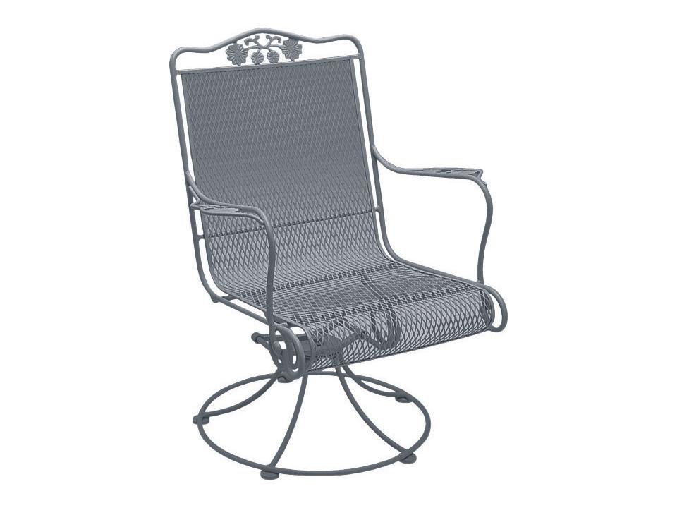 Briarwood Wrought Iron High Back Swivel Rocker Patio Dining Arm Chair with Cushion