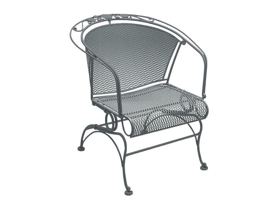 Briarwood Coil Spring Wrought Iron Outdoor Dining Armchair with Cushion