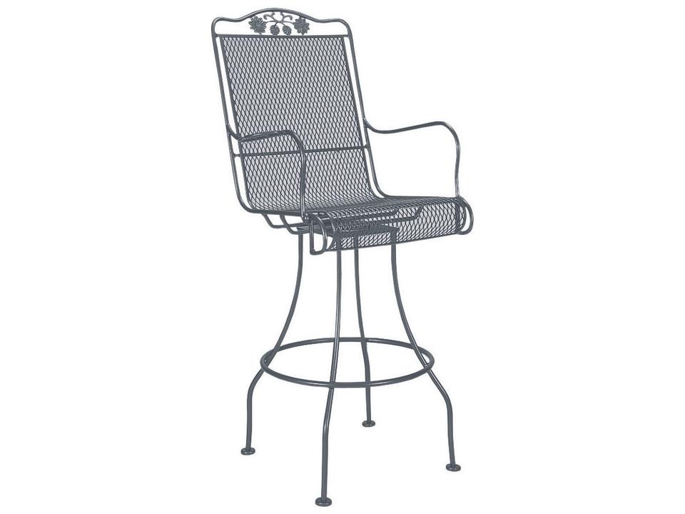Briarwood Swivel Outdoor Bar Stool with Cushion in Powder-Coated Wrought Iron