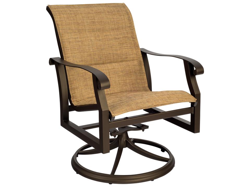 Cortland Padded Sling Aluminum Swivel Rocker Outdoor Patio Lounge Chair
