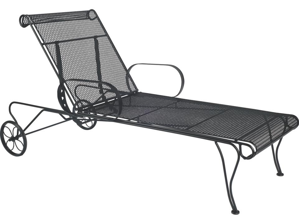 Universal Adjustable Outdoor Chaise Lounge with Wrought Iron Frame