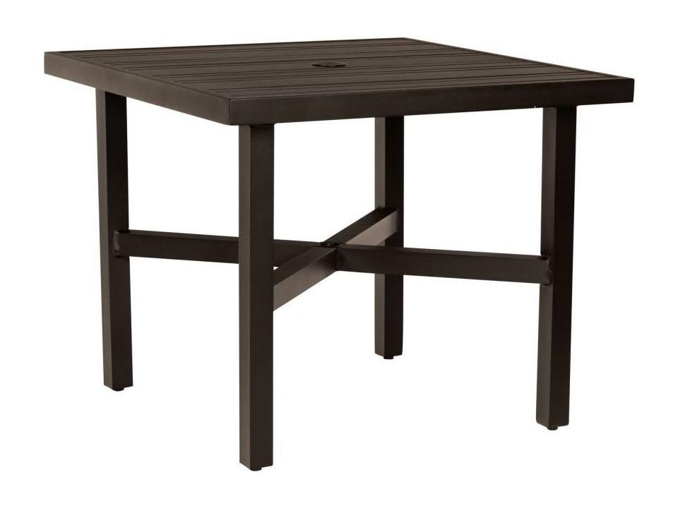Tri-Slat 36-Inch Square Aluminum Bistro Table with Umbrella Hole