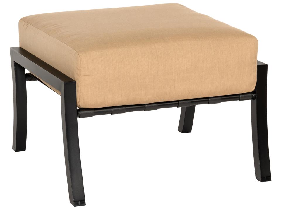 Cortland Cushion Outdoor Ottoman in Aluminum with Custom Fabric