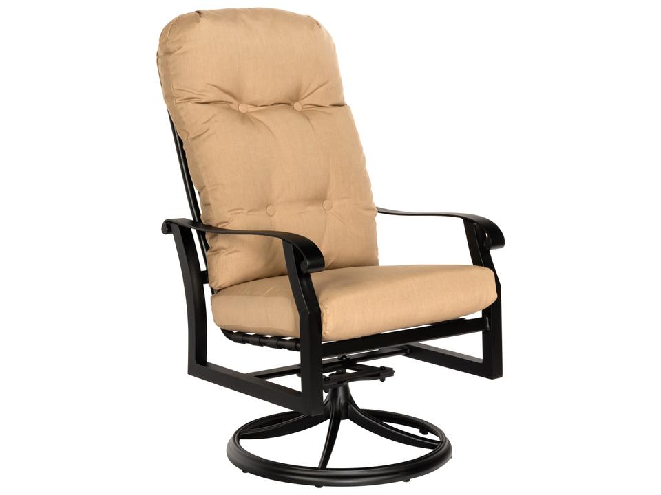 Cortland Cushion Aluminum High Back Swivel Rocker Outdoor Dining Arm Chair