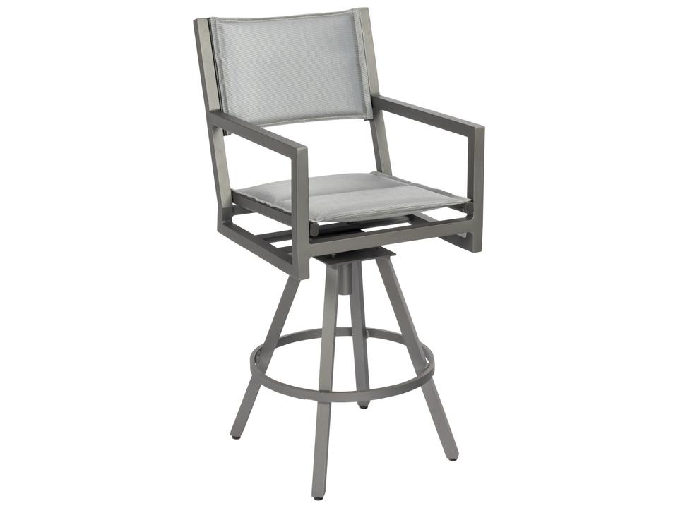 Palm Coast Padded Sling Aluminum Swivel Outdoor Bar Stool with Arms