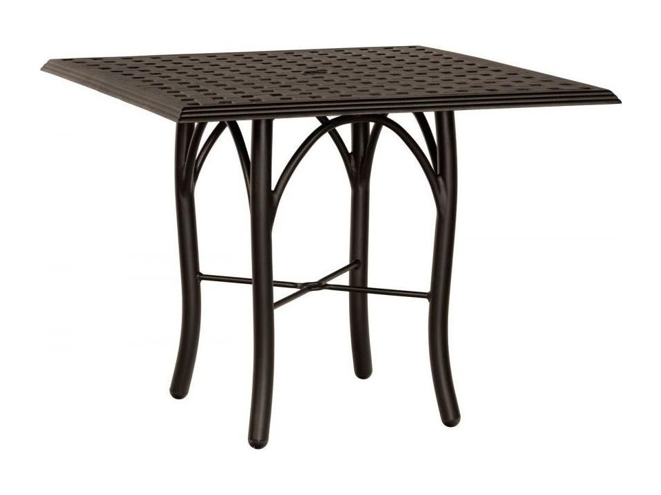 Thatch 36 Inch Square Aluminum Bistro Table with Umbrella Hole