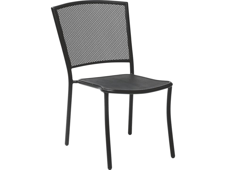 Albion Wrought Iron Stackable Dining Side Chair in Textured Black