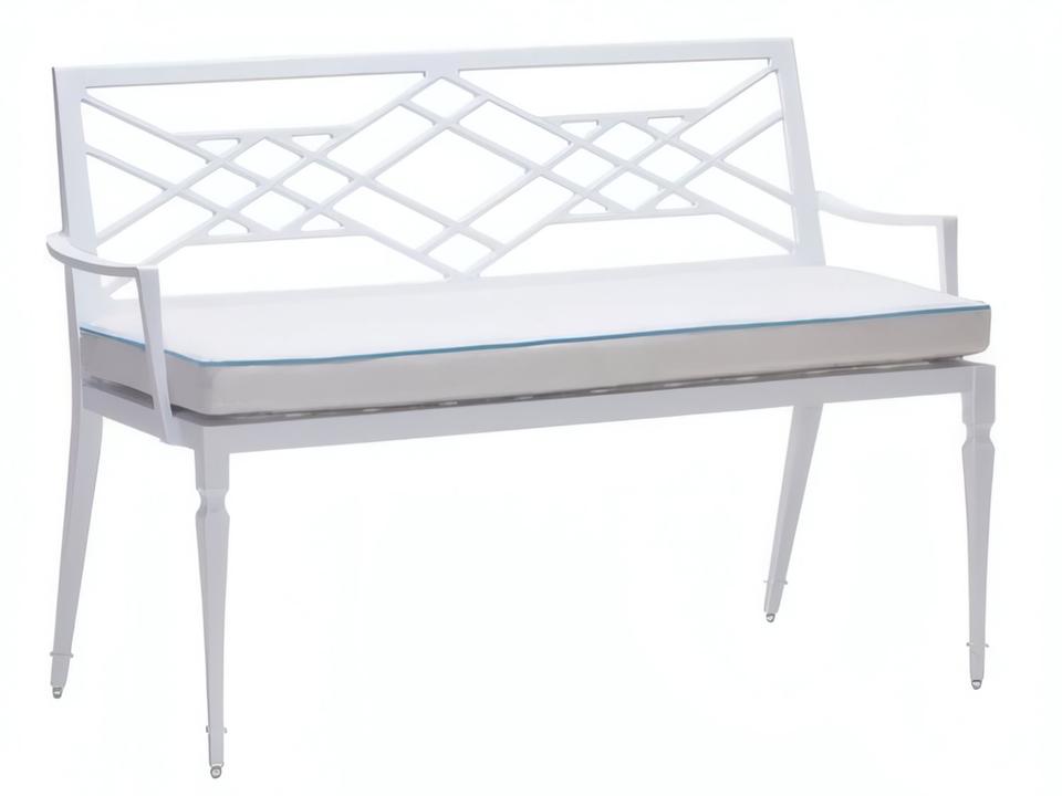 Alexa Hampton Tuoro Cast Aluminum Bench with Arms