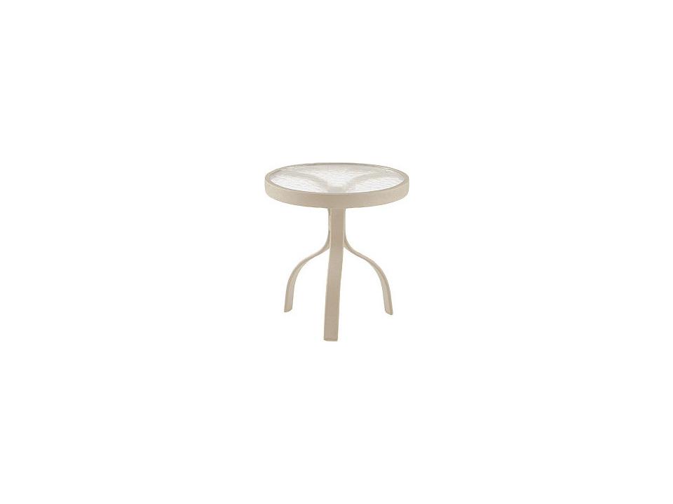 Deluxe Aluminum Round Acrylic Top Outdoor End Table in Matte White