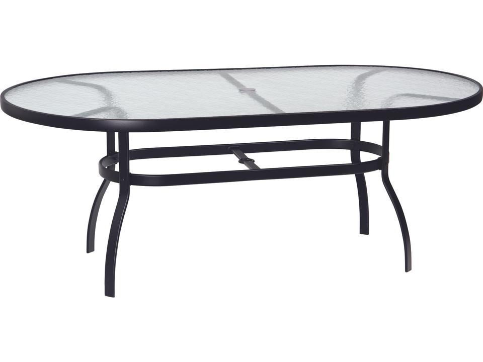 Deluxe Oval 74-Inch Outdoor Dining Table with Obscure Glass Top