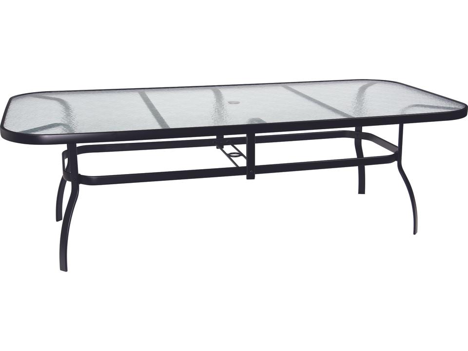 Deluxe 90-Inch Rectangle Dining Table Obscure Glass Top with Umbrella Hole