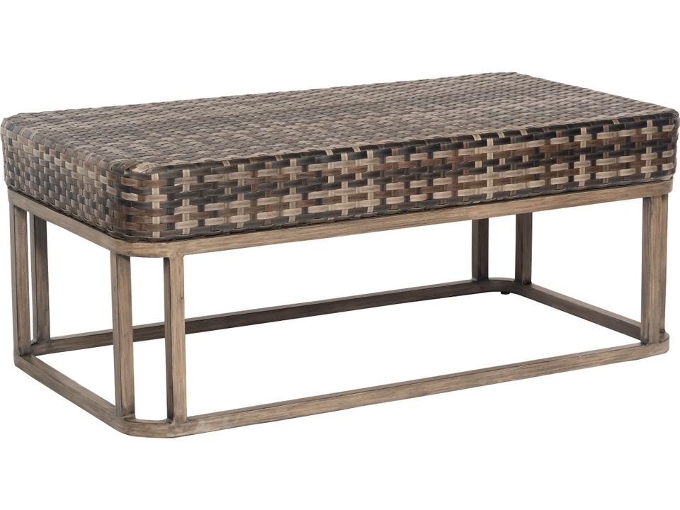 Reunion Rectangular Wicker Coffee Table with Glass Top