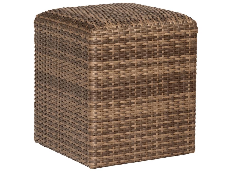 Reunion Wicker Outdoor Ottoman in Mixed Brown Calico