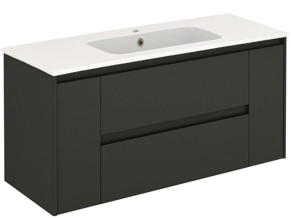 Ambra 47-Inch Wall Mounted Bathroom Vanity in Anthracite with Integrated Ceramic Sink