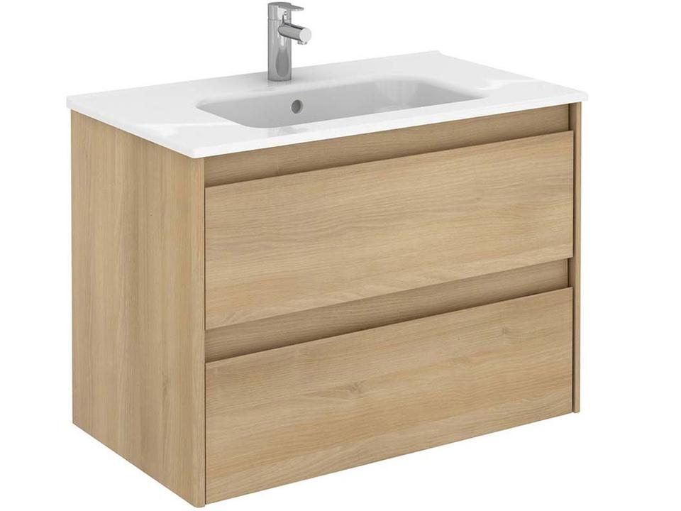 Ambra Wall Mounted Vanity in Nordic Oak Modern Floating Design