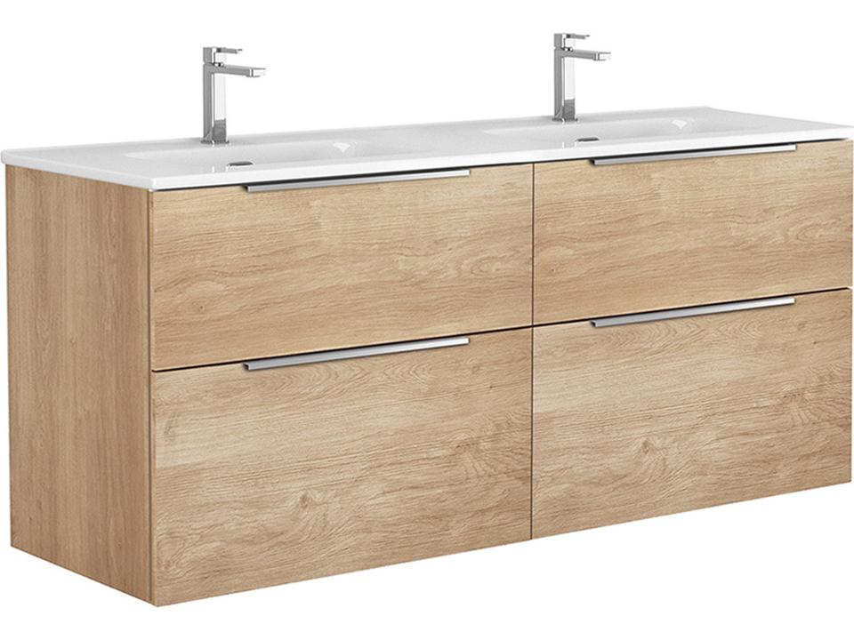 Dalia Double Bathroom Vanity Wall Mounted Natural Oak