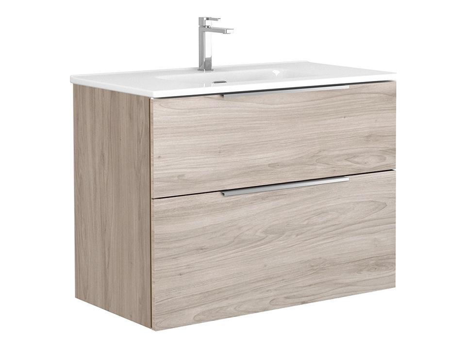 Dalia 32-Inch Wall Mounted Bathroom Vanity in Grey Pine with Ceramic Top