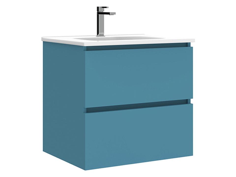 Flora 24 Inch Wall Mounted Bathroom Vanity in Island Matte with Integrated Ceramic Sink
