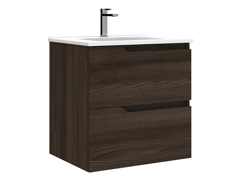 Menta 24 Inch Wall Mounted Bathroom Vanity with Integrated Ceramic Sink in Wenge