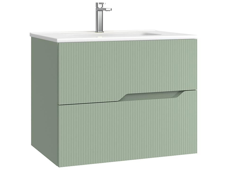 Tulipa C70 Wall Mounted Vanity in Matte Leaf with Integrated Ceramic Sink