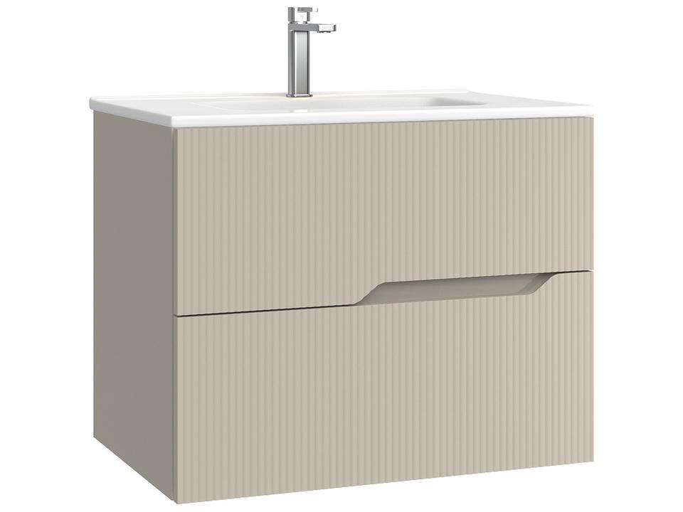 Tulipa 28-Inch Wall Mounted Bathroom Vanity in Matte Mink with Integrated Sink