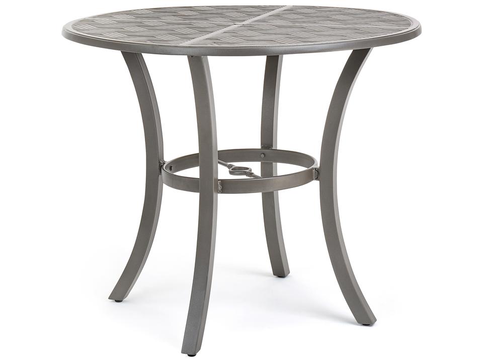 Merge 42-Inch Round Aluminum Counter Table in Weathered Teak