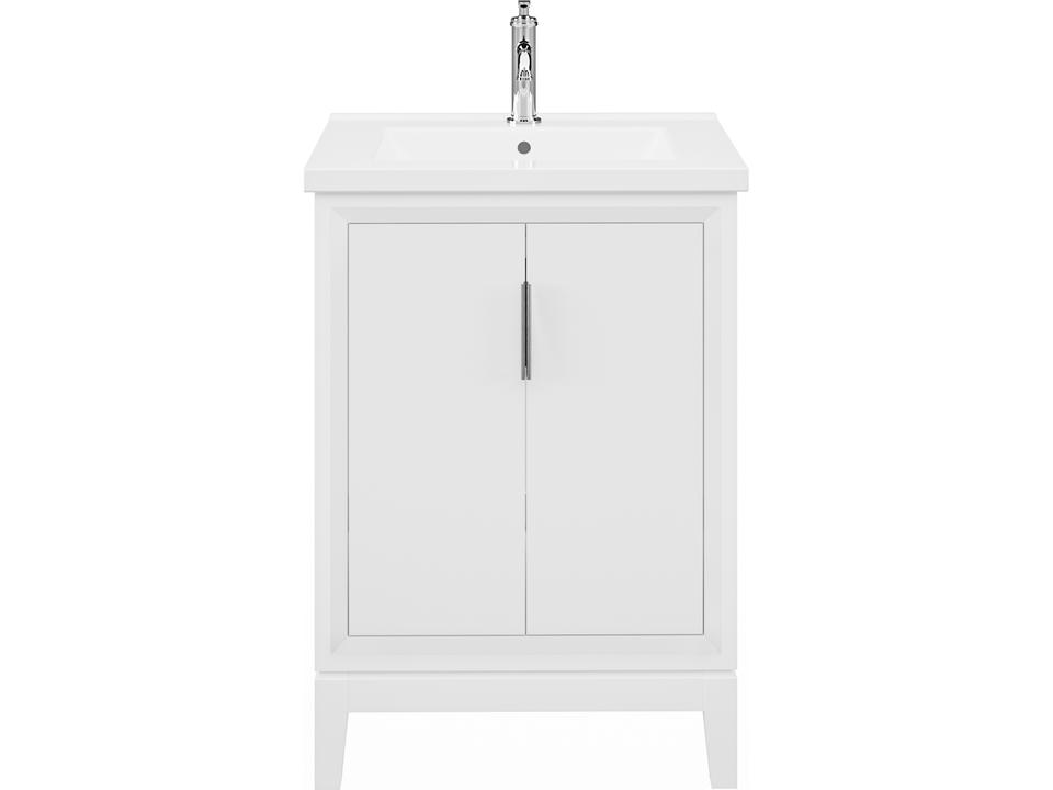Elise 24 Inch Transitional Bathroom Vanity with Integrated Ceramic Sink Pure White