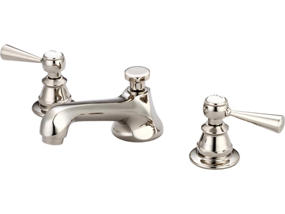 American 20th Century Classic Widespread Lavatory Faucet Polished Nickel with Torch Lever Handles
