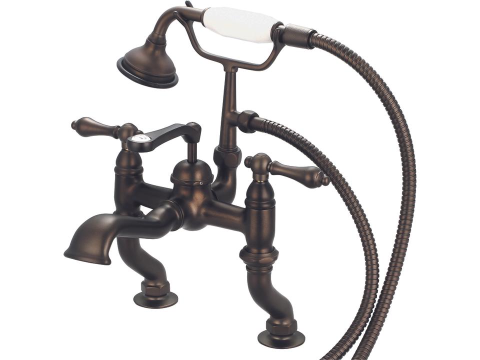 Vintage 3-Handle Claw Foot Tub Faucet with Handshower in Oil Rubbed Bronze