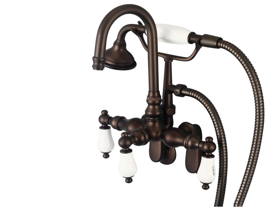 Vintage Classic Wall Mount Bathtub Faucet with Handshower in Oil Rubbed Bronze