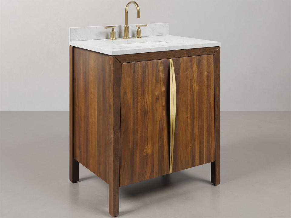 Ferrero 30-Inch Single Sink Freestanding Bathroom Vanity in Noir Juglans