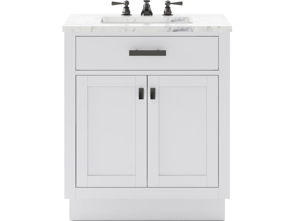 Hartford 30-Inch Single Sink Bathroom Vanity with Carrara White Marble Top