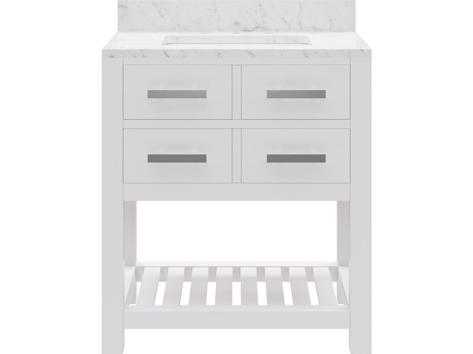 Madalyn 30 Inch Pure White Single Sink Bathroom Vanity