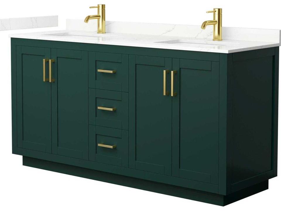 Miranda 66-Inch Double Basin Bathroom Vanity in Dark Gray with Quartz Marble Top