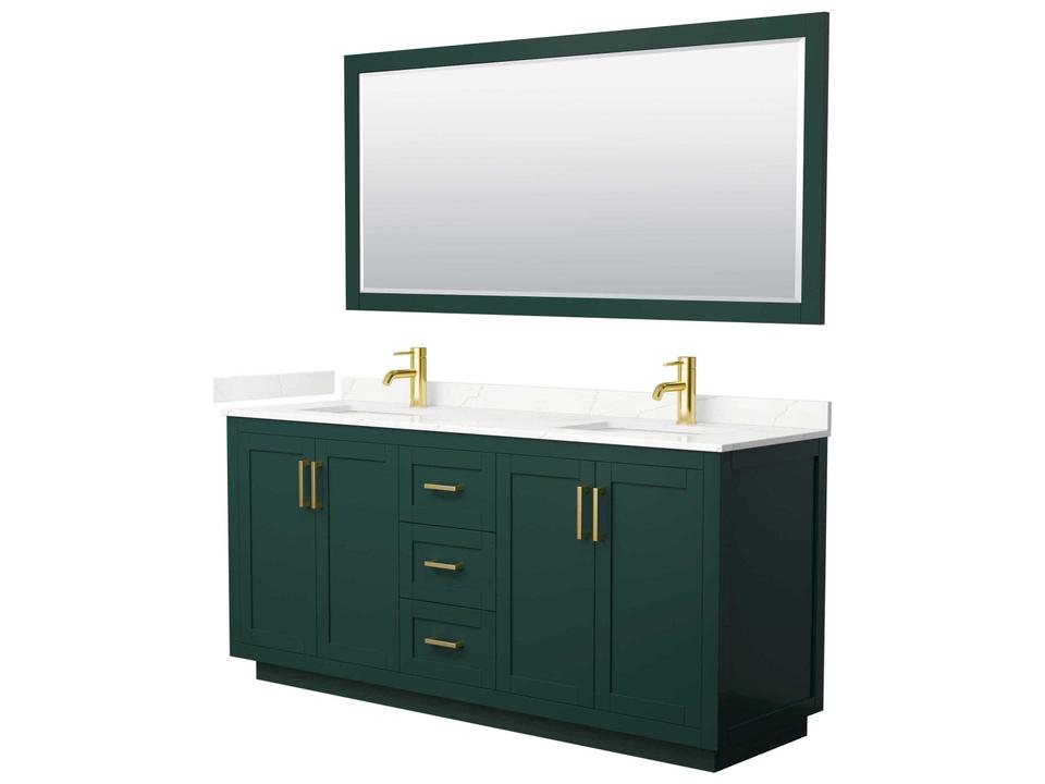 Miranda 72-Inch Double Bathroom Vanity with Quartz Top and Mirror