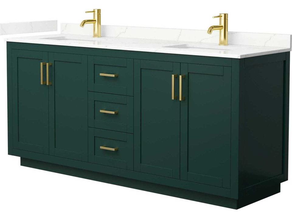 Miranda 72-Inch Double Basin Bathroom Vanity in Quartz with Undermount Square Sinks