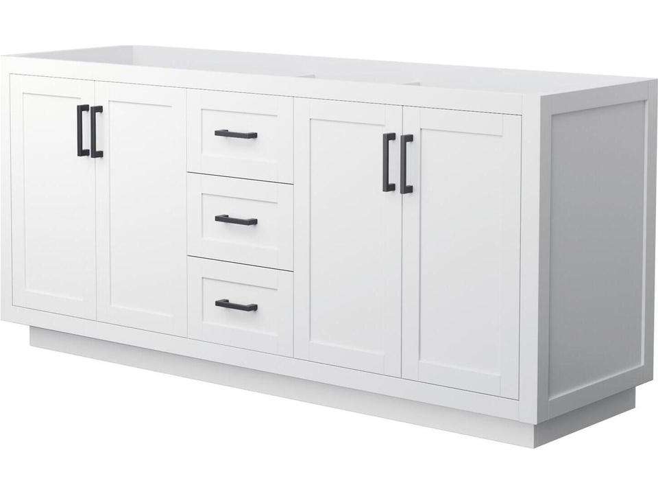 Miranda 72-Inch Double Bathroom Vanity Base Cabinet in Plywood and Veneer