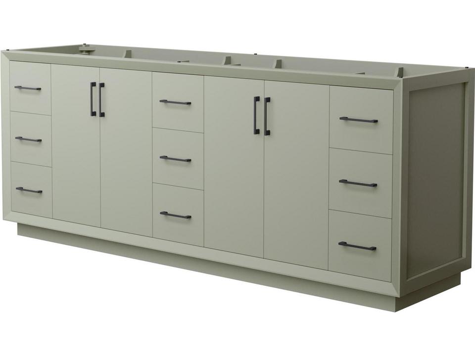 Strada 83-Inch Double Bath Vanity Cabinet in Light Green with Brushed Nickel Hardware