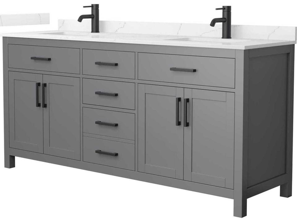 Beckett 72 Inch Double Sink Bathroom Vanity in Cultured Marble