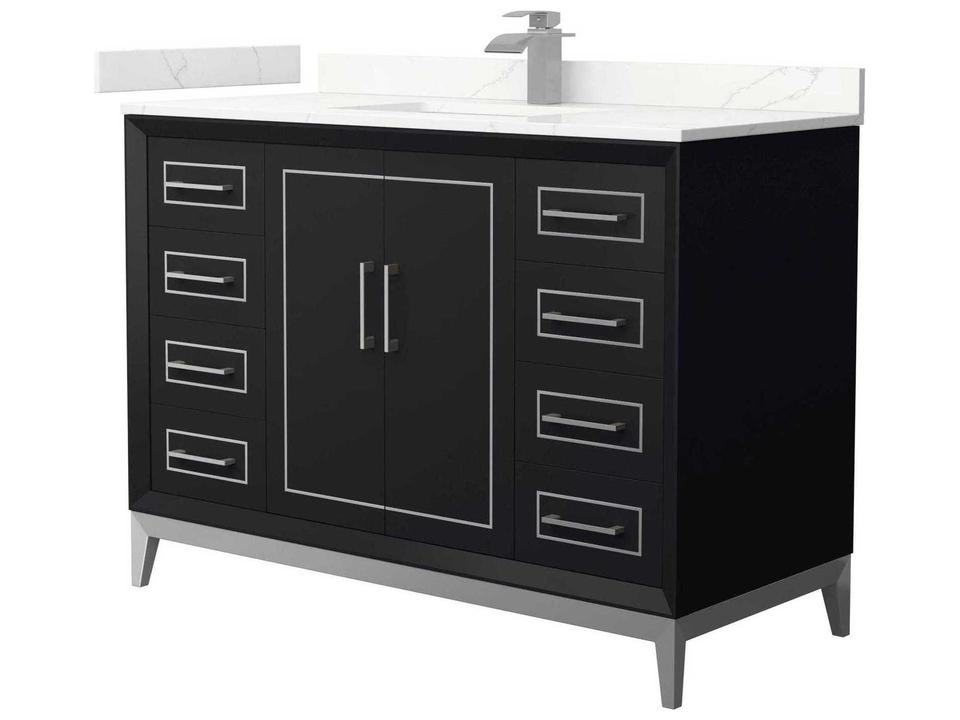 Marlena 48-Inch Freestanding Bathroom Vanity in Black with Integrated Power Outlet
