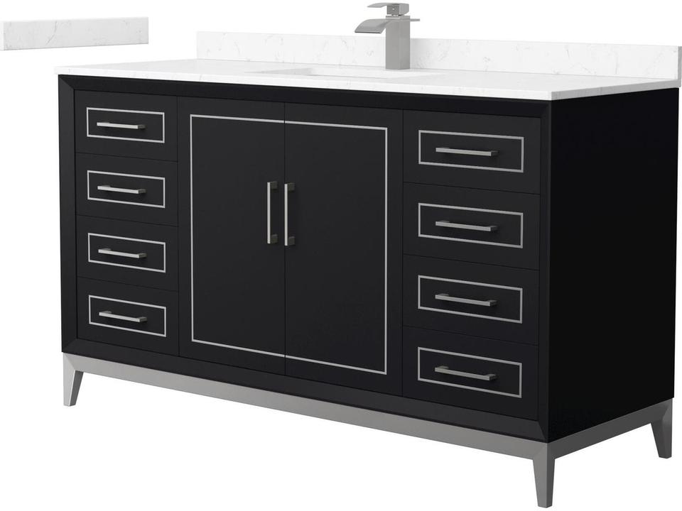 Marlena 60 Inch Freestanding Single Sink Bathroom Vanity in Plywood and Veneer